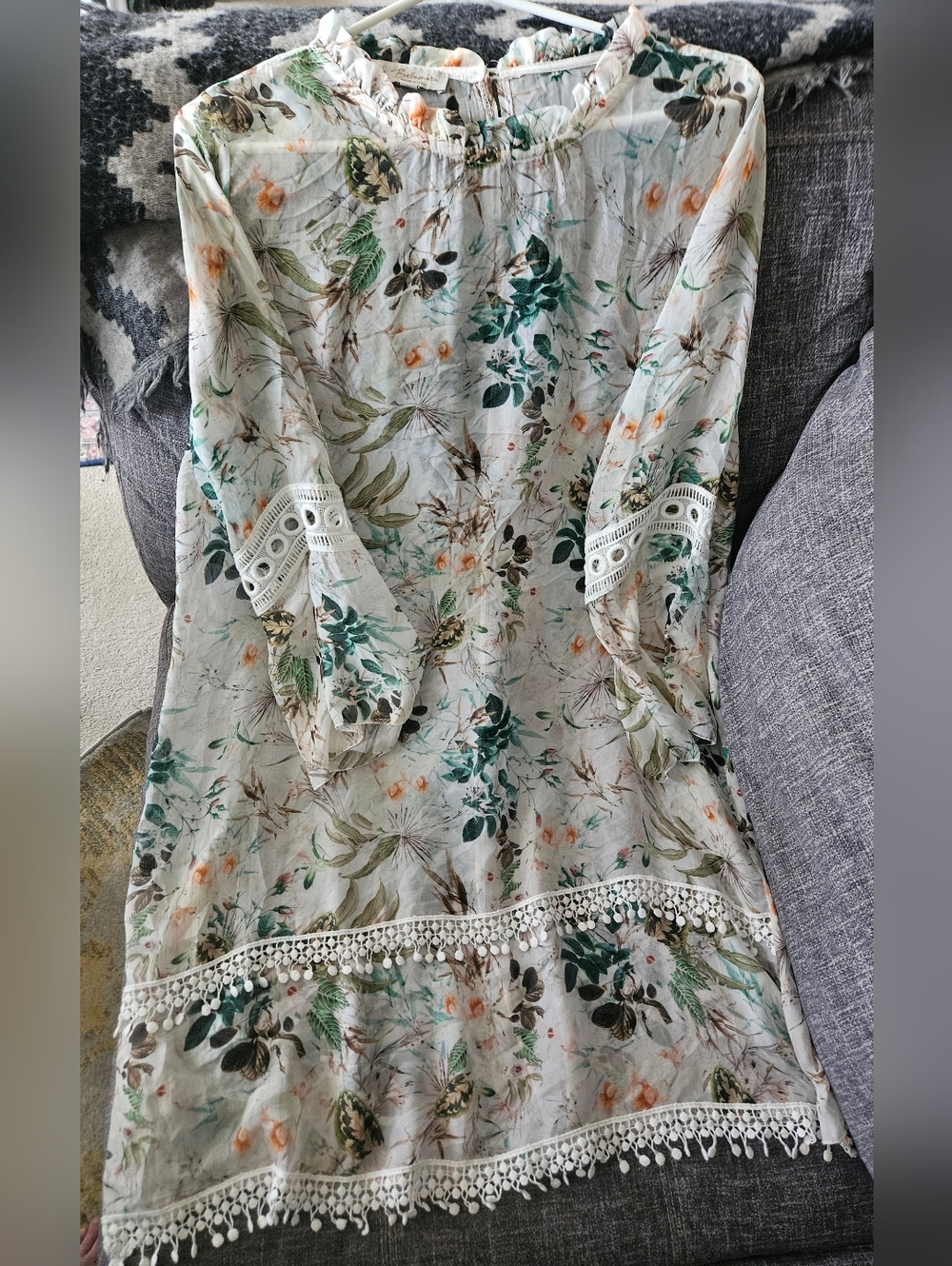 Bellambra, Made In Italy, Silk Floral Fringe Dress, Medium, 21ptp - Picture 10 of 10